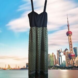 Papaya Medium sleeveless polyester blend stretch side slits summer/spring dress